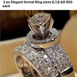 Elegant Silver Diamond Ring Set
